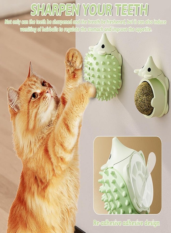 Zibuyu® Multi-Functional Interactive Hedgehog Cat Scratcher Toy with Replaceable Catnip Ball, Self-Grooming & Licking, Dust & Moisture Resistant, Wall/Floor Stick, Green, for Indoor Cats - Image 4